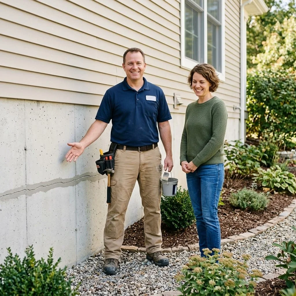 Homeowner reviewing a written foundation repair estimate in Pflugerville, TX